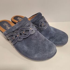 Eurosoft Britta Mules Shoes Clogs Womens Size 8 Navy Blue Suede Comfort Casual